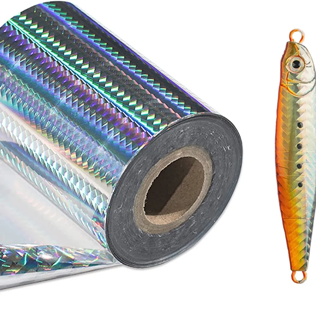 ฟอยล์ปั๊มลายทางสำหรับตกปลา DIY,ตาชั่งเหยื่อตกปลาโฮโลแกรม Lazer ฟิล์มถ่ายโอนที่มีสีสัน Gea