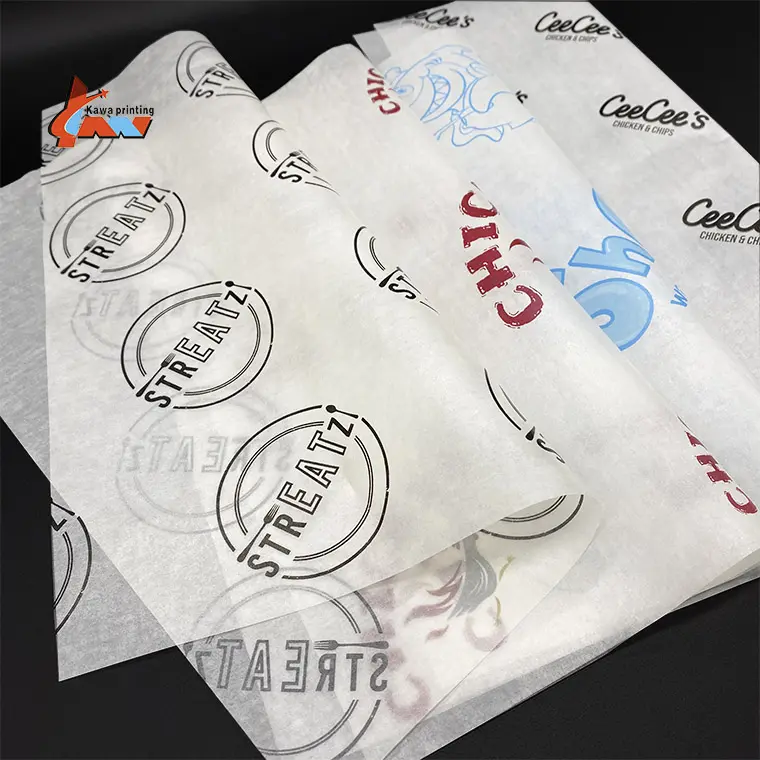 Cấp Thực Phẩm Tùy Chỉnh Logo In Giấy Sáp Mỡ Bằng Chứng Bánh Sandwich Giấy