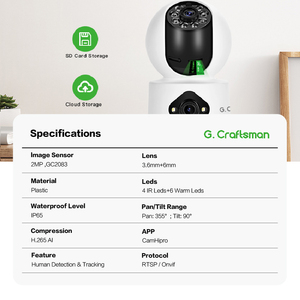 GW-R1FD-M2H(RTS) เลนส์เซ็นเซอร์2MP คู่ Wi-Fi กล้องติดตามการเคลื่อนไหวเพื่อความปลอดภัยในบ้านในร่มบ้านเคลื่อนที่จอภาพลูกน้อยหมุนได้ PTZ ไร้สาย - Product Image 2