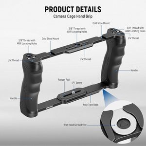 NEEWER Universal <strong>Camera</strong> Cage &amp; Top Handle with 3/8&quot; <strong>ARRI</strong> Locating Pins Kit Video Rig <strong>Camera</strong> Stabilizer with Dual Handgrips - Product Image 2