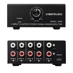 LYNEPAUAIO B063 <strong>1</strong> in <strong>4</strong> Out Audio Signal <strong>Distributor</strong> Stereo Signal Source Audio Splitter Signal <strong>Distributor</strong> - Product Image 3