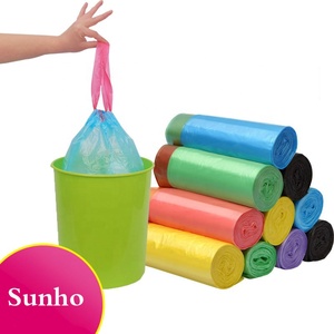 2025新品HDPE家用厨房垃圾垃圾一次性生物降解拉绳透明垃圾袋 - Product Image 1