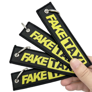Özel Logo Jet etiketi nakış araba anahtarlık ile promosyon hediyeler için dokuma Metal ve deri kumaş anahtarlık - Product Image 6