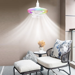 Ventilador de techo decorativo con control remoto LED para el hogar moderno con luces, 5 aspas, tricolor, RGB, direccionable, lámpara de ventilador LED E27 - Product Image 2