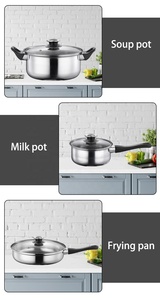 <strong>12</strong> Pieces Stainless Steel Cookware <strong>Sets</strong> Casserole <strong>Set</strong> Cooking Pots Kitchen Accessories Soup Pot with Lid Kitchenware Utensils - Product Image 2