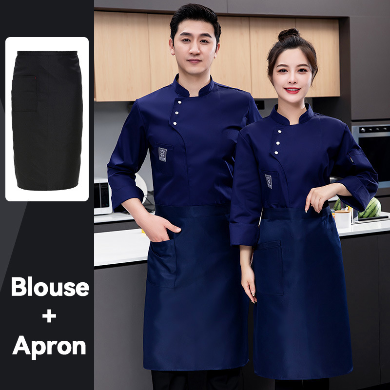 Chemise manches longues bleue + tablier