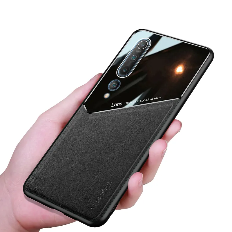 Mi10 Shockproof Coque PC Mirror PU Leather Lens Protection Cell Phone Case For Xiaomi Mi 10 Pro Cover
