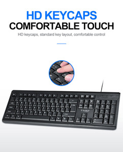 Teclado de oficina con cable T15, teclado barato, Teclado multifuncional para ordenador