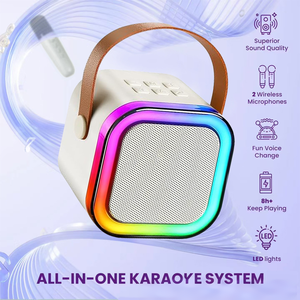 Xách tay mini K12 karaoke loa cho trẻ em RGB ánh sáng hai mic không dây BT âm thanh 10 Wát Pin cho nhà hát ngoài trời ca hát - Product Image 3