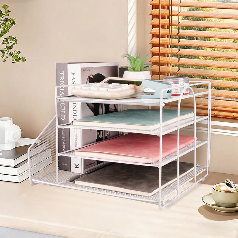 8126 Single-sided A4-white four-tier file rack