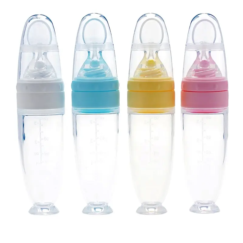 Biberón con cuchara para bebé, productos más vendidos, gran oferta, silicona exprimible para recién nacido, estándar, sin BPA, Nano bebé