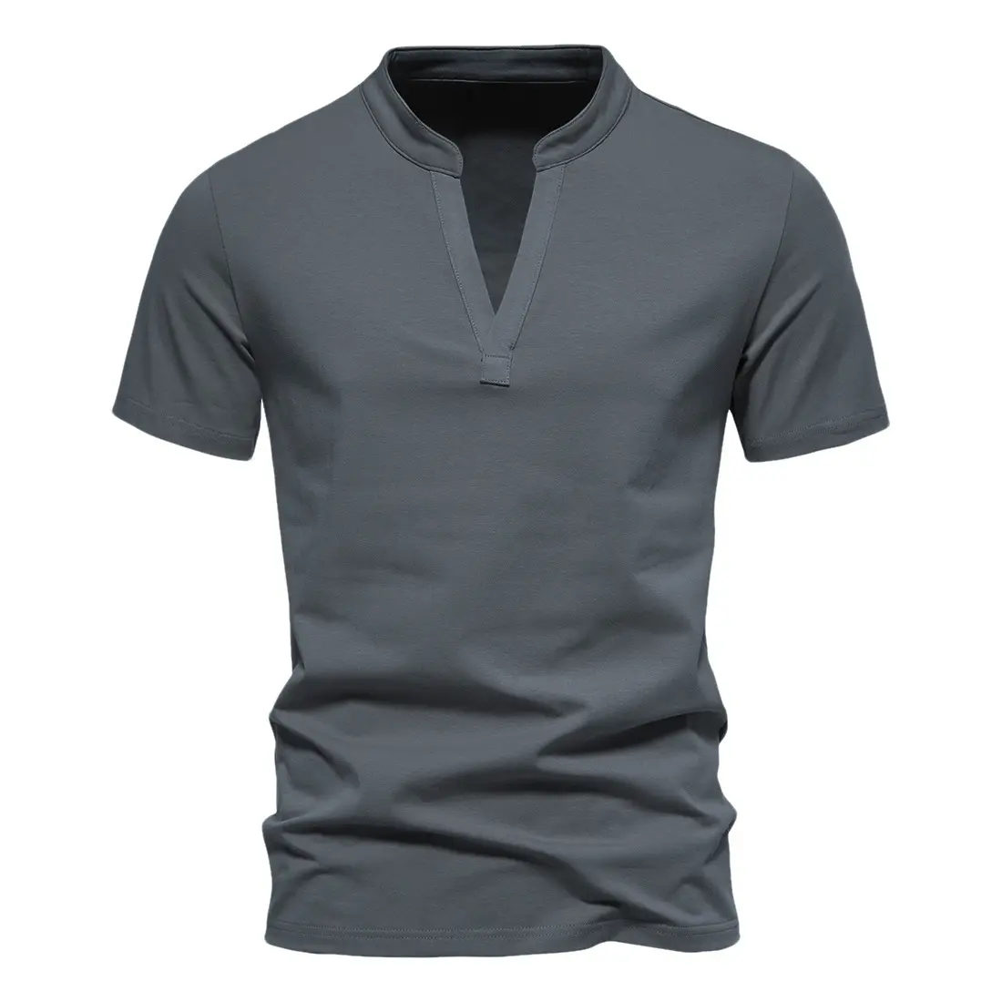 2024 Новая летняя модная мужская футболка с V-образным вырезом и индивидуальным логотипом, с коротким рукавом, дешевая оптовая продажа одежды