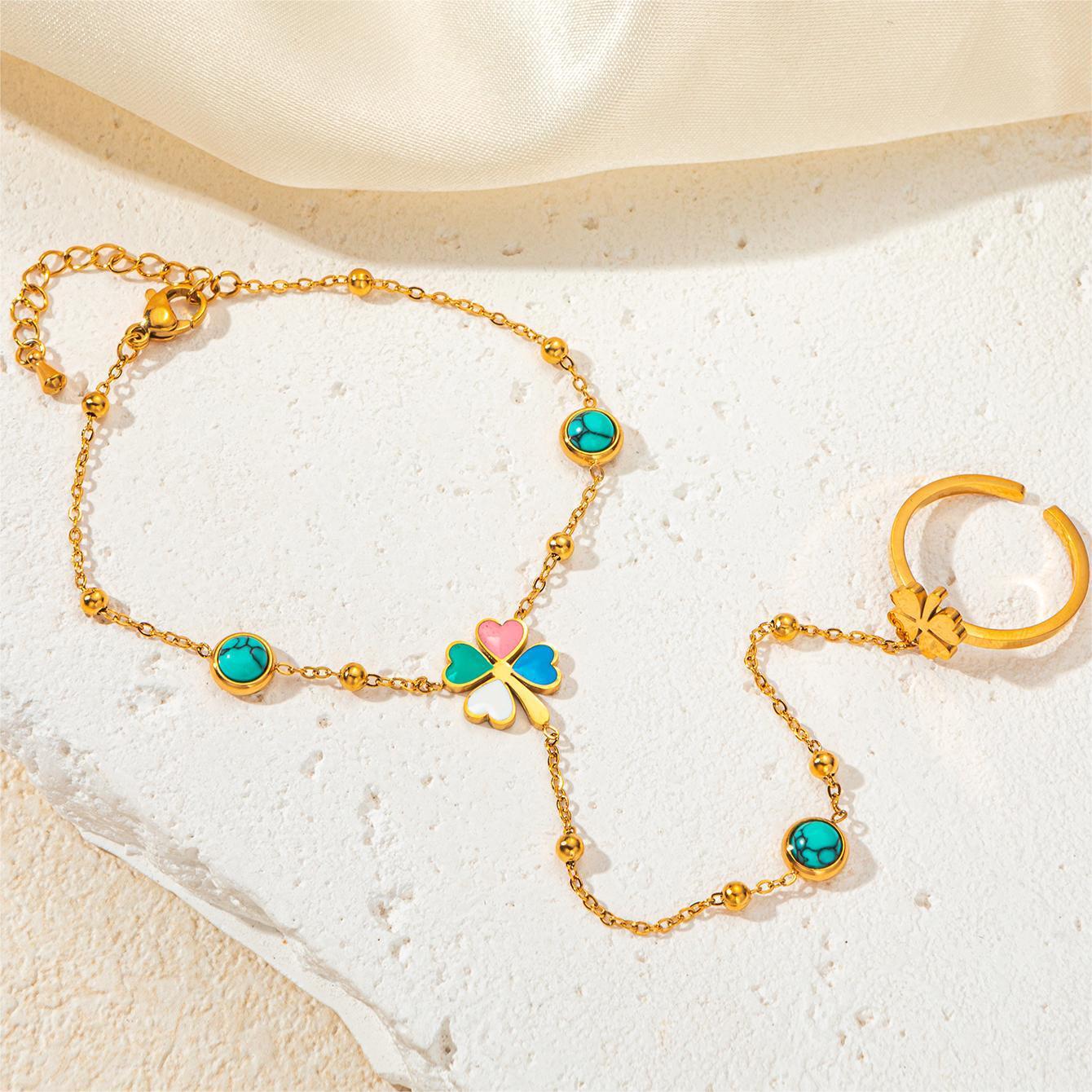 Bracelet type mitaine Trèfle en acier titane