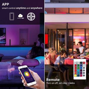 แสงในร่ม32.8ft RGB 5050สมาร์ทนำแถบแสงที่มี24Key ควบคุมระยะไกลอะแดปเตอร์wifi App กันน้ำ IP65 RGBW ดิจิตอล - Product Image 3