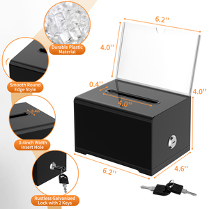 Kilitli bağış kutusu, işaret sahibi ile temizle seçim sandığı, öneri kutusu, bağış toplama için bağış kutuları, İpucu kavanoz, çekiliş kutusu - Product Image 4