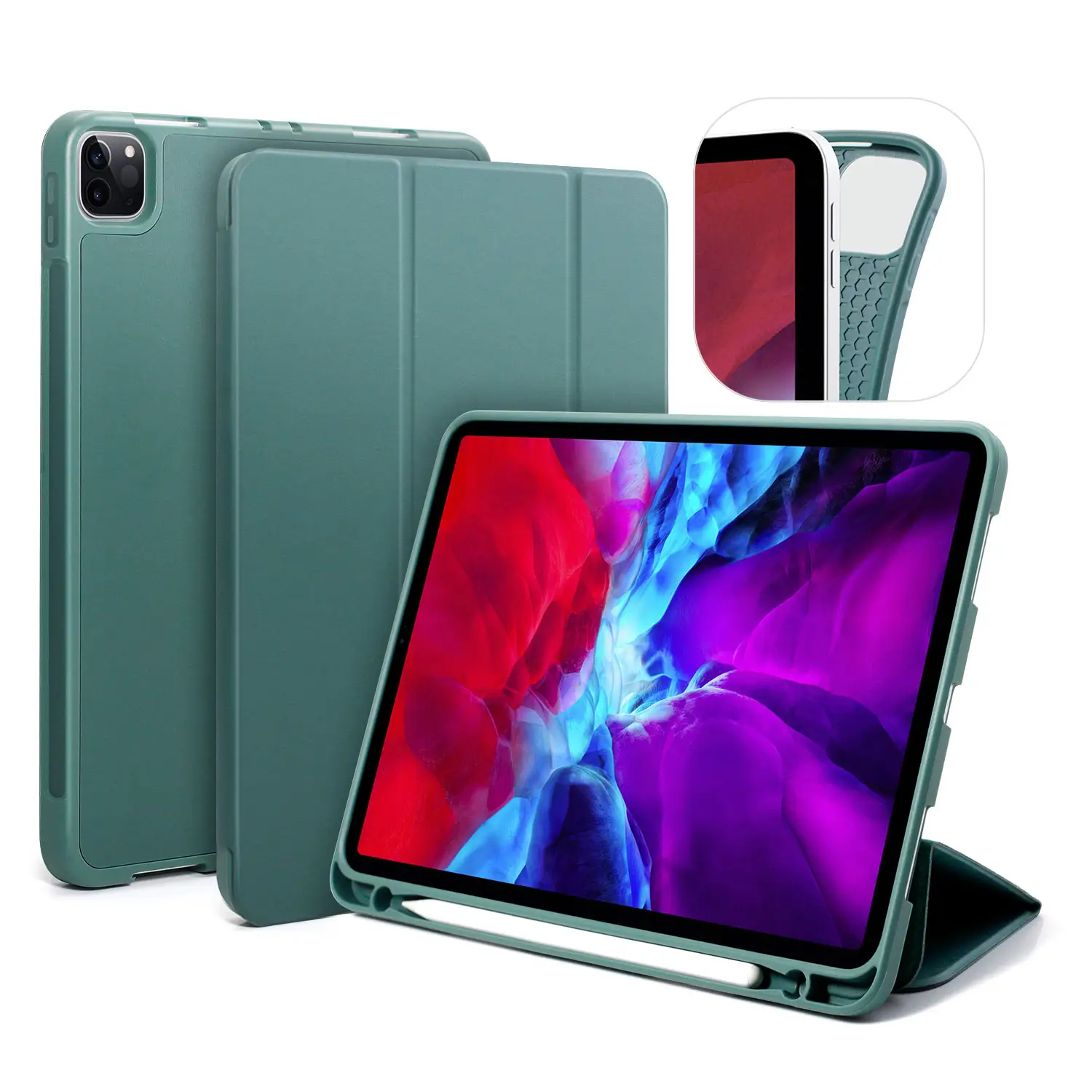 Universal Ultra Slim Shock proof Leichte Auto-Sleep Magnetic Smart TPU PU Leder Tri-Folding Filp Tablet Cover für iPad Hülle