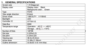 Fabrik Günstige 1,5-Zoll-Punkte 12896 FSTN Lcd Display Module Controller IC ST7541-G Datenbus 8080 mit Taucher IC 1/96 DUTY 1/11BIAS - Product Image 5