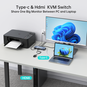 混合USB类型C和HDMI KVM交换机2端口4K 60Hz + 电缆，适用于笔记本电脑的MT-VIKI 4K USB C和HDMI KVM切换器 - Product Image 2