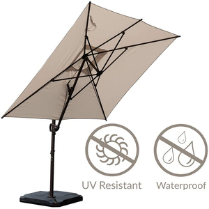HOMFUL <span class=keywords><strong>Offset</strong></span> Patio Umbrella <span class=keywords><strong>Rectangular</strong></span> Cantilever Umbrella Garden Hanging Umbrella with Crank &amp; Easy Tilt
