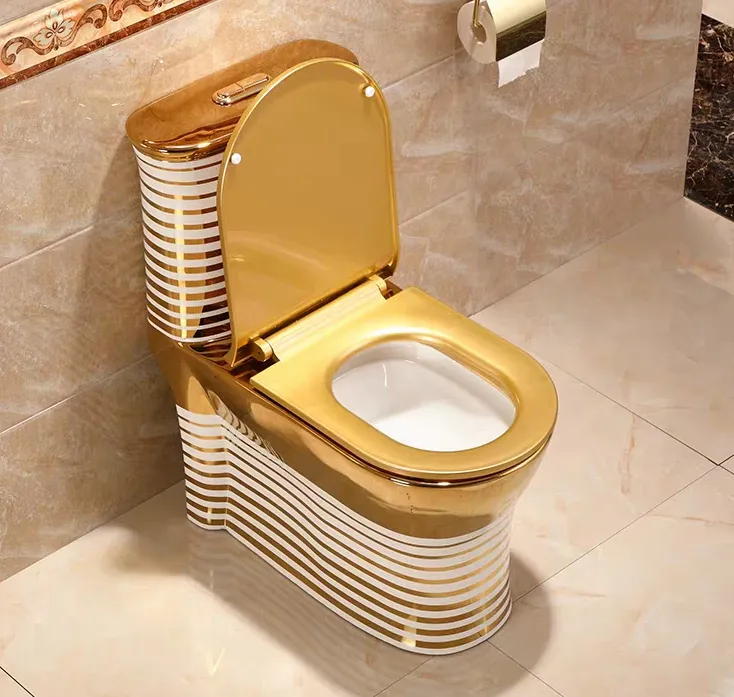 Toilet emas keramik mewah, toilet kamar mandi mewah berkualitas tinggi dengan toilet emas