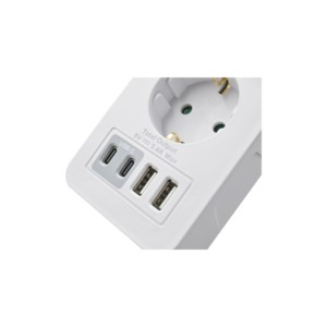电子太阳现代设计230V 16A适配器，带4个Usb端口欧洲Schuko插头适配器，带5个插座的电源插头适配器 - Product Image 1