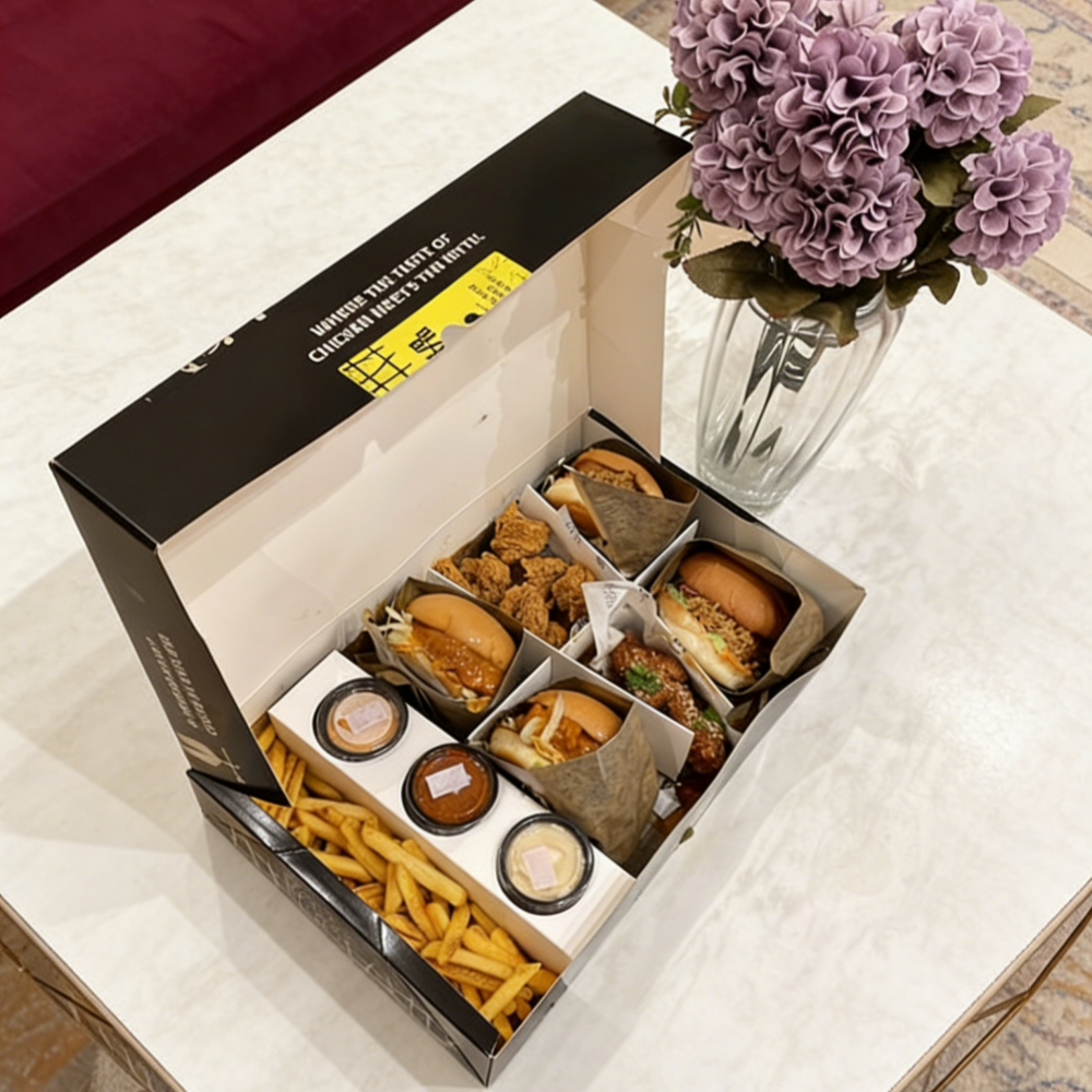 Boîte personnalisée avec pots à sauce