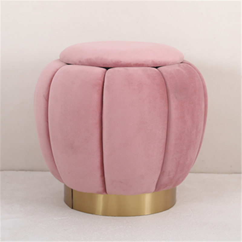 Modern Velvet Pouf Round Tufted Storage Ottoman With Gold Base