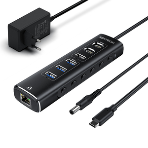 RSHTECH Powered 7 Ports USB 3.1/3.<strong>2</strong> Gen <strong>2</strong> USB 3.0 <strong>Type</strong> C hub 7 in 1 Rj45 <strong>Network</strong> adapter other <strong>Computer</strong> accessories for Laptop - Product Image 3