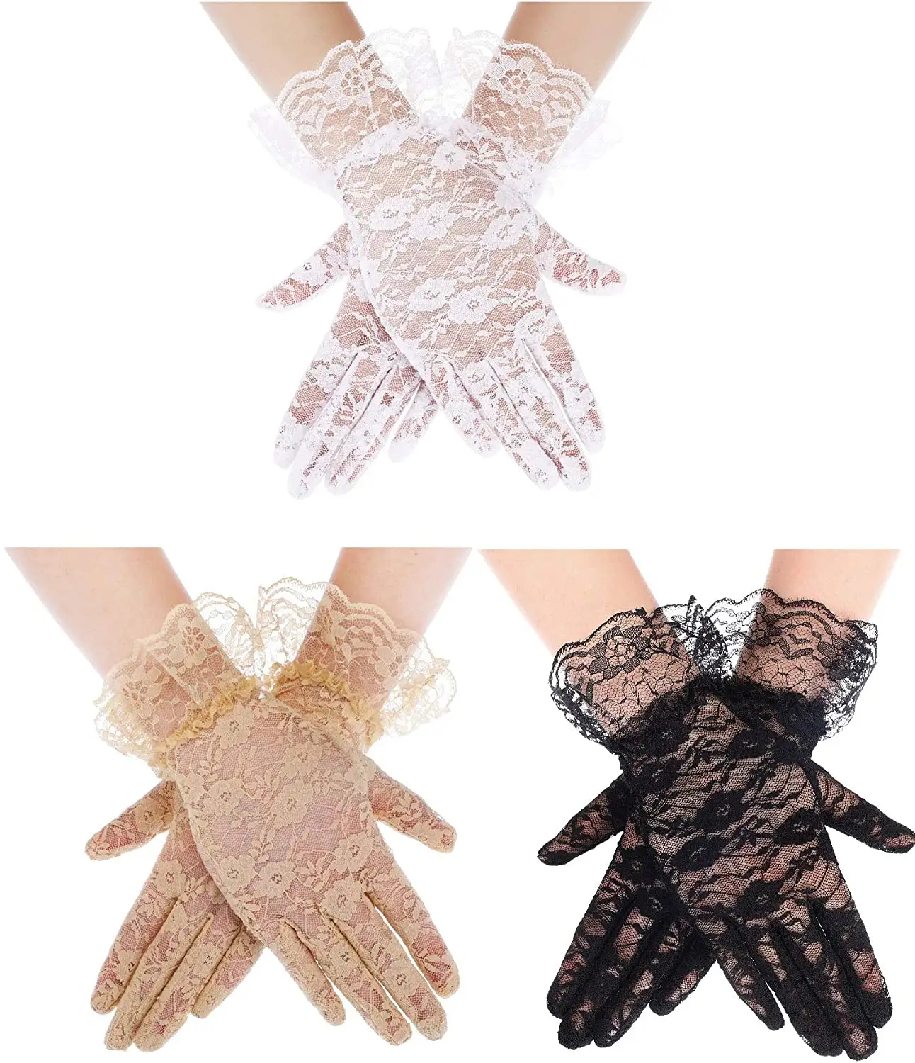 Elegant Short Gloves Courtesy Summer Gloves for Wedding Dinner Parties Women Lace Gloves