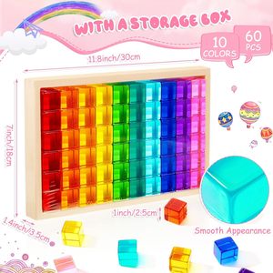 Acrylic Gem <strong>Cubes</strong> Blocks Translucent Rainbow Building <strong>Cubes</strong> Crystal Educational Sensory Training Stacking Toys <strong>Display</strong> Racks - Product Image 3