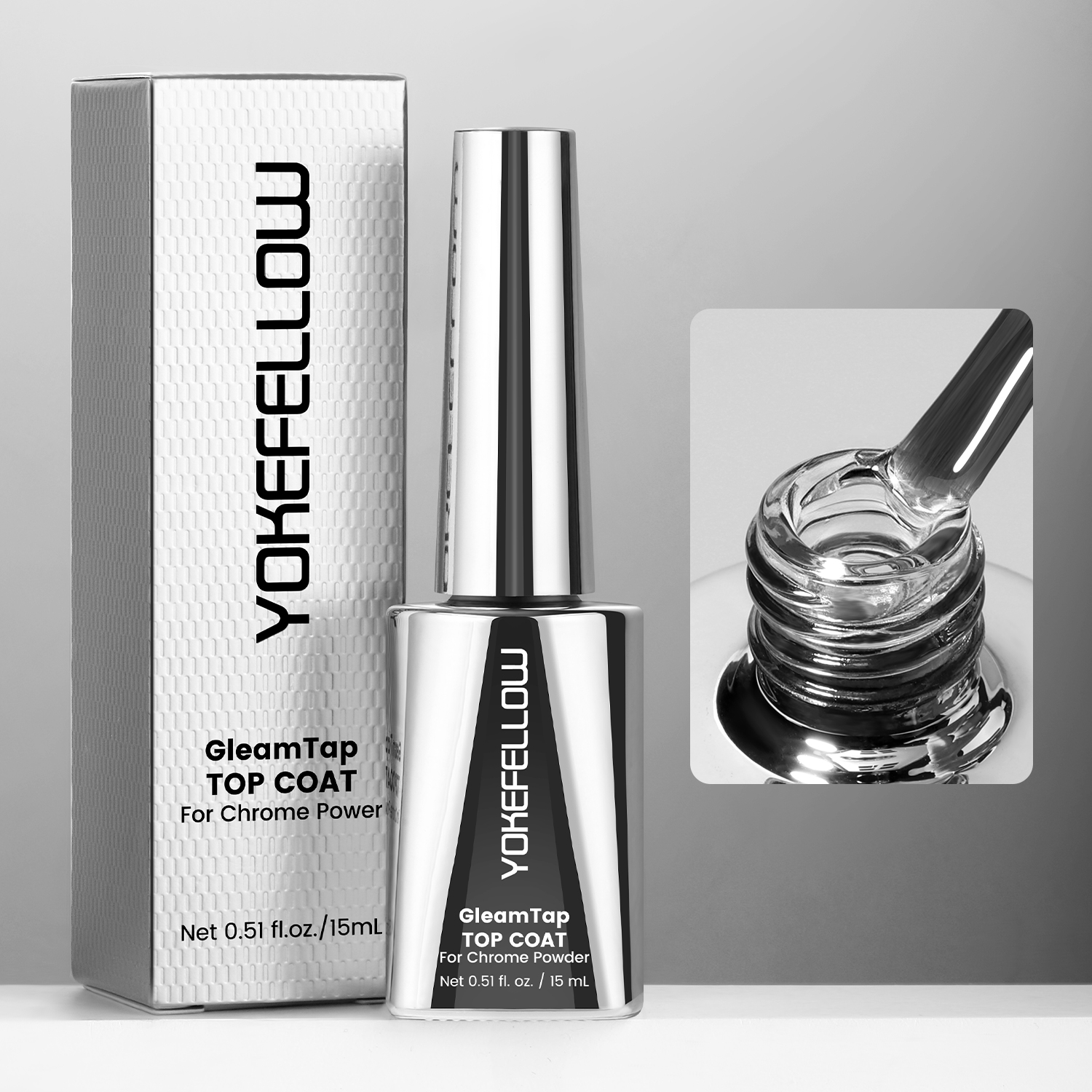 16 ml de top coat GleamTap pour poudre chromée