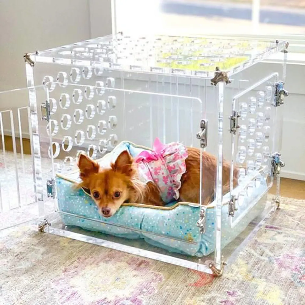 Tamanho personalizado caça de cachorro interior para portão, canil acrílico transparente