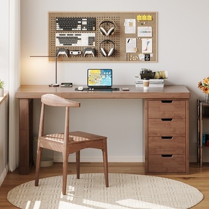 Escritorio de ordenador de dos asientos de madera maciza Simple moderno, mesa de estudio larga duradera para el hogar, dormitorio, oficina, escritorio de escritura doble extensible - Product Image 1
