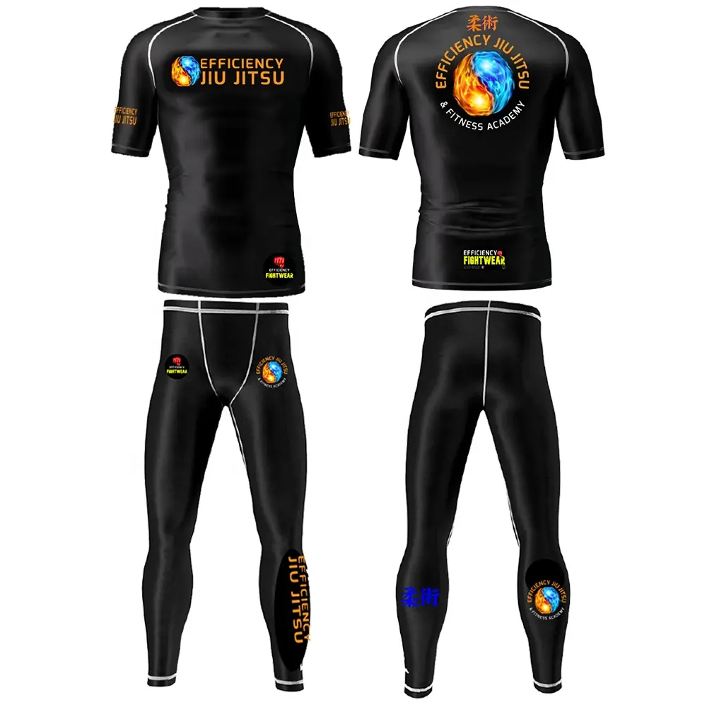 Set sportivo a sublimazione pantaloncini mma personalizzati per uomo ragazzi bambini set rashguard