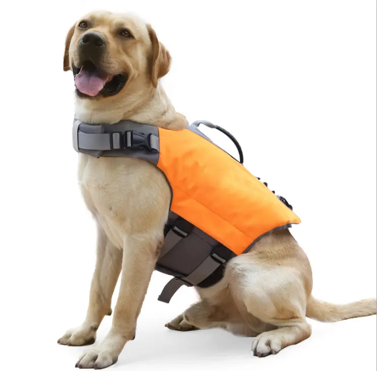 Chaleco salvavidas para perros, diseño de anillo D ajustable, con mango de rescate, para nadar en bote