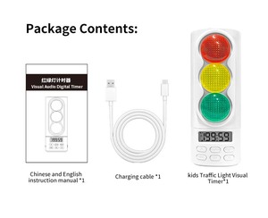 Bulk Order Modern Round Traffic <strong>Light</strong> <strong>LCD</strong> Display <strong>Timer</strong> for Kids Countdown Alarm with Visual Effect Plastic Material