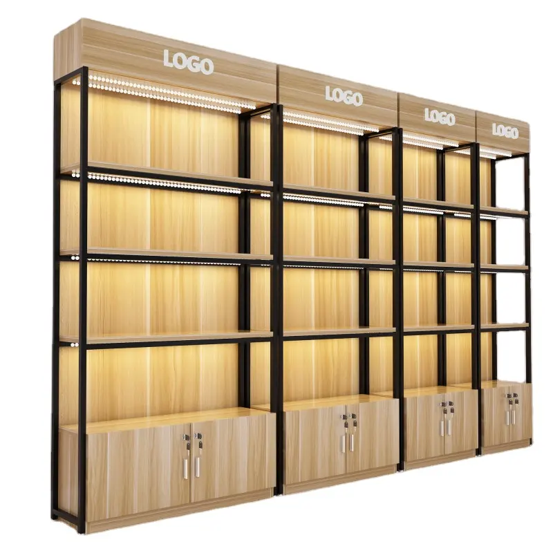 Almacén rack madera para supermercado accesorios colgante pantalla estante de exhibición en supermercado