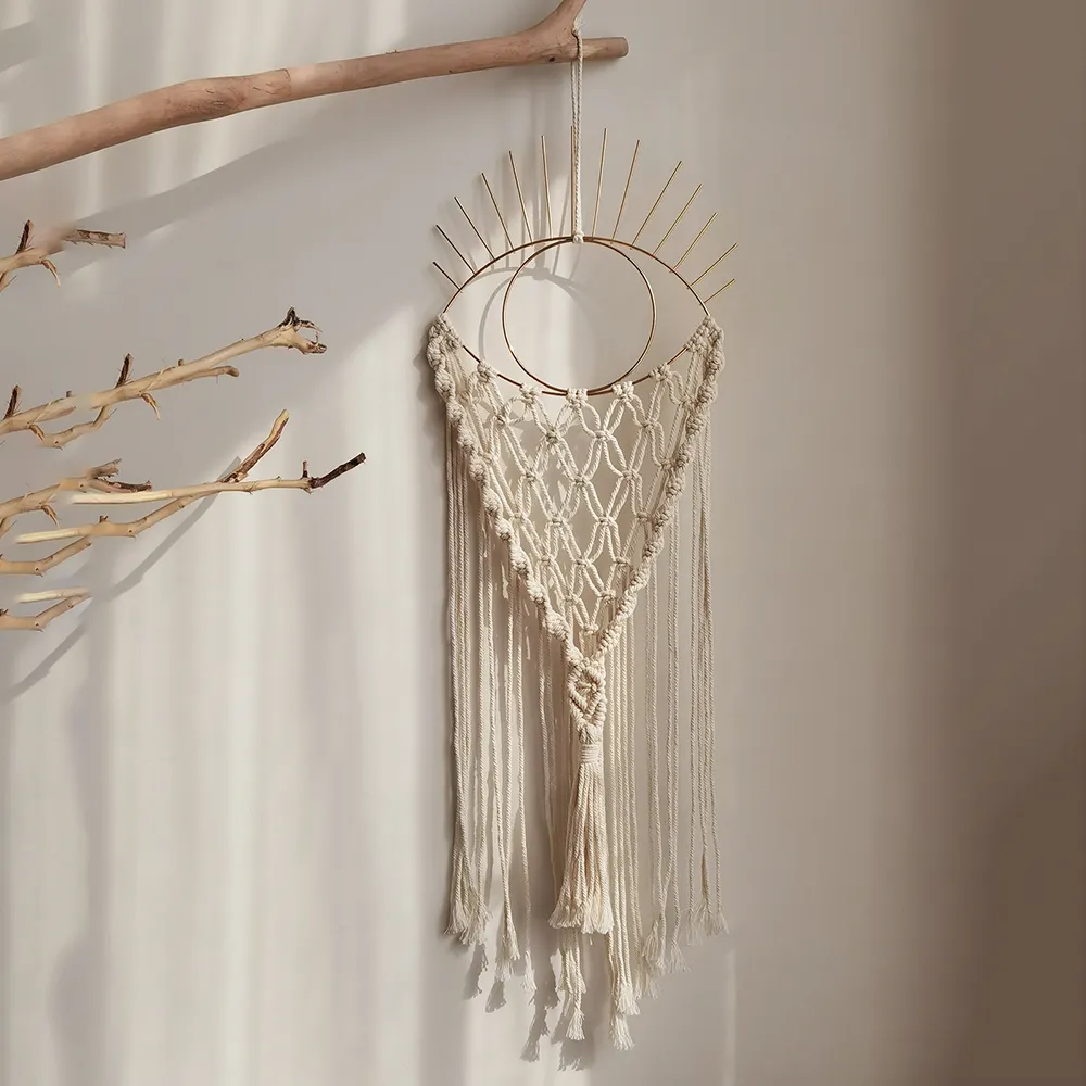 Artilady nórdica Boho bebé vivero decoración artesanía Macrame colgante de pared ojo tapiz sueño Catcher hecha a mano artesanía