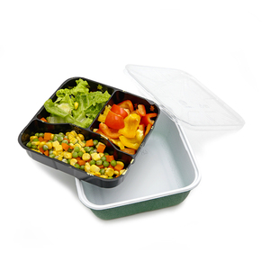 工場でのカスタマイズ電子レンジ対応プラスチック製使い捨て四角い食品持ち帰り用ティフィンボックス3コンパートメント付き - Product Image 6