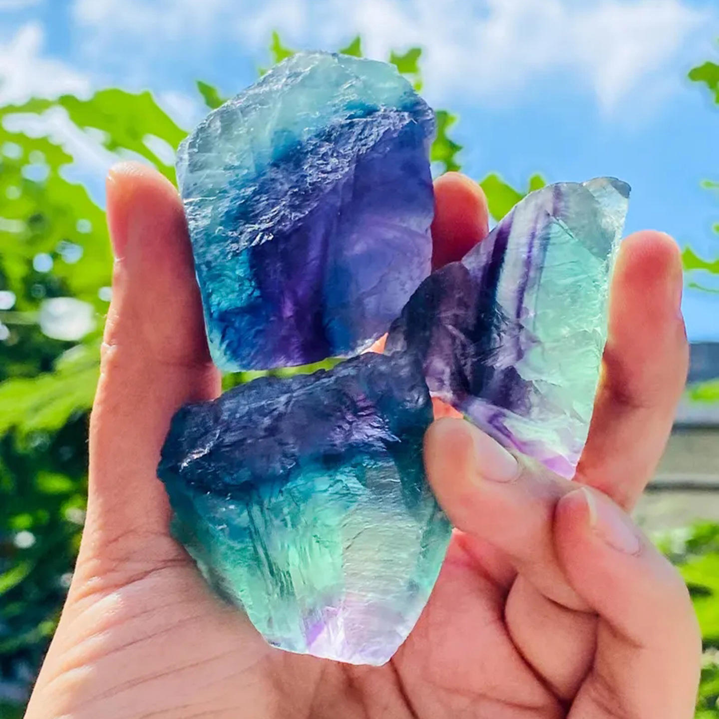 Quartz brut en fluorite arc-en-ciel