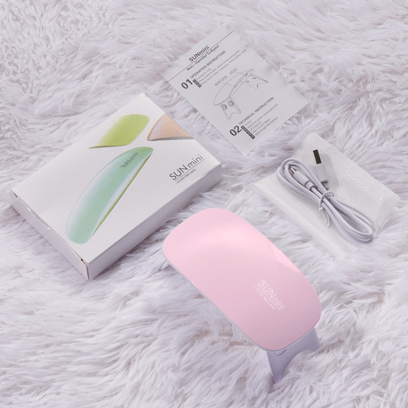 Lampe de souris portable rose 6W pour nail art, à lumière séparée.