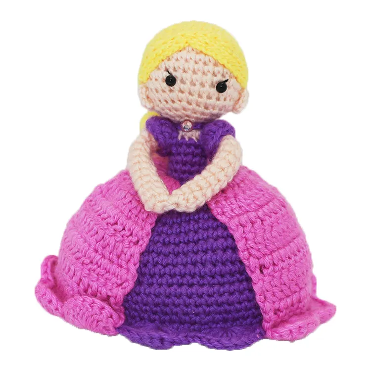 Fábrica al por mayor 100% de lana de algodón de bebé de peluche juguetes de peluche personalizado sirena amigurumi hecho a mano de las niñas muñeca de crochet