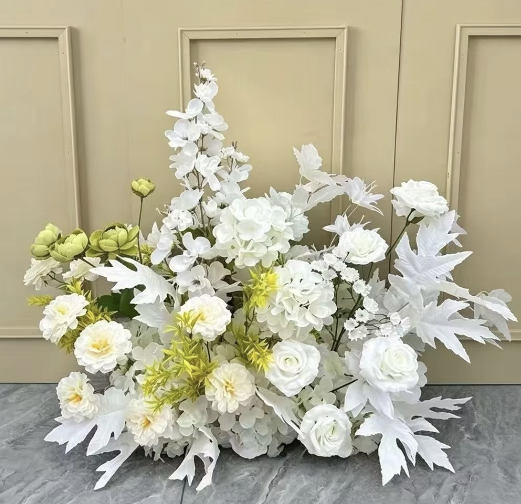 White green lily welcome flower row