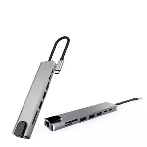 8合1扩展器适配器SD TF读卡器c型usb 3.0对接，用于计算机多功能USB集线器 - Product Image 3