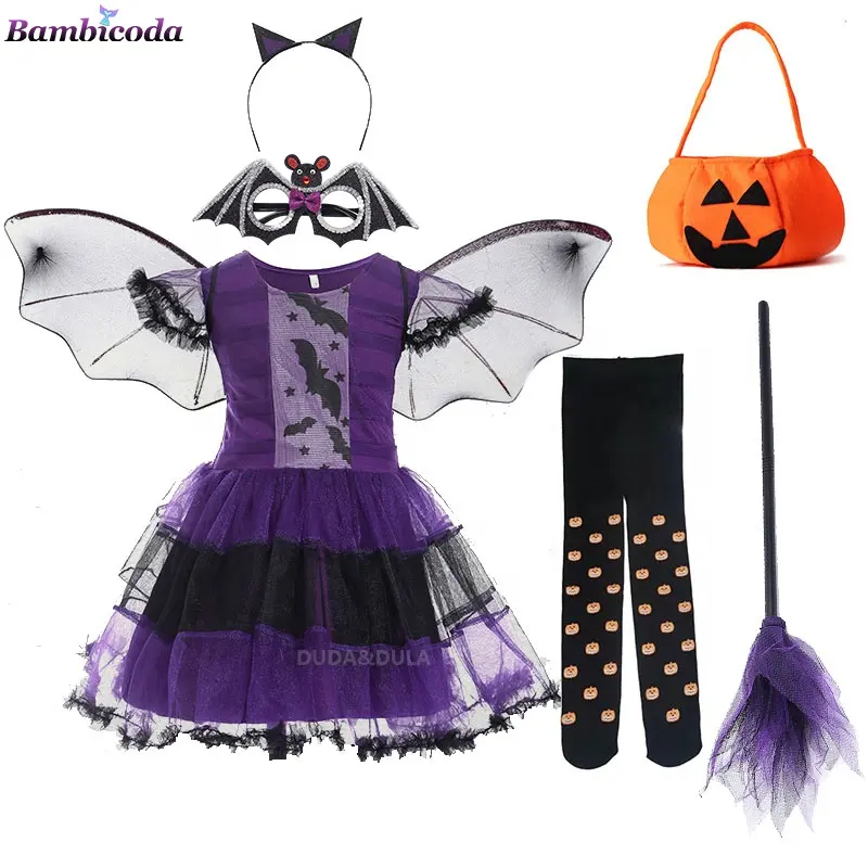 Costume di Halloween per bambini neonate bambini Vampire witch Costume Girl Cosplay Carnival Party Princess Fancy Dress up Clothes