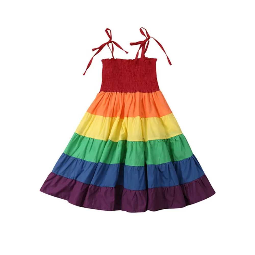 Niños Arco Iris vestido barato al por mayor de 0-12 T de las niñas vestido para las niñas de algodón de verano vestidos