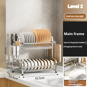 Fabrika doğrudan satış ayakta tipi Rustproof 2 Tier bulaşık kurutma rafı mutfak kullanımı Oversink çanak raf kat çanak raf - Product Image 3