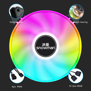 SNOWMAN 120mm ARGB PWM PC Cooling Fan High Speed 1200 RPM Addressable <strong>RGB</strong> <strong>LED</strong> Compatible 4pin For Extreme Airflow <strong>Computer</strong> Case - Product Image 4