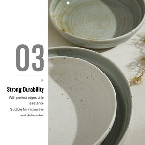 Di alta qualità Eco Friendly forma irregolare blu porcellana bianca profonda zuppa piatti ceramica Pasta piatto cena per ristoranti - Product Image 5