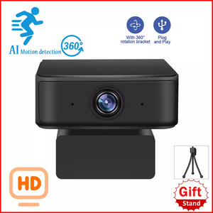 Webcam de rastreamento 1080p full hd 360, câmera facial para reconhecimento de rosto, rastreamento alimentado por ia, para laptop, pc, microfone de redução de ruído